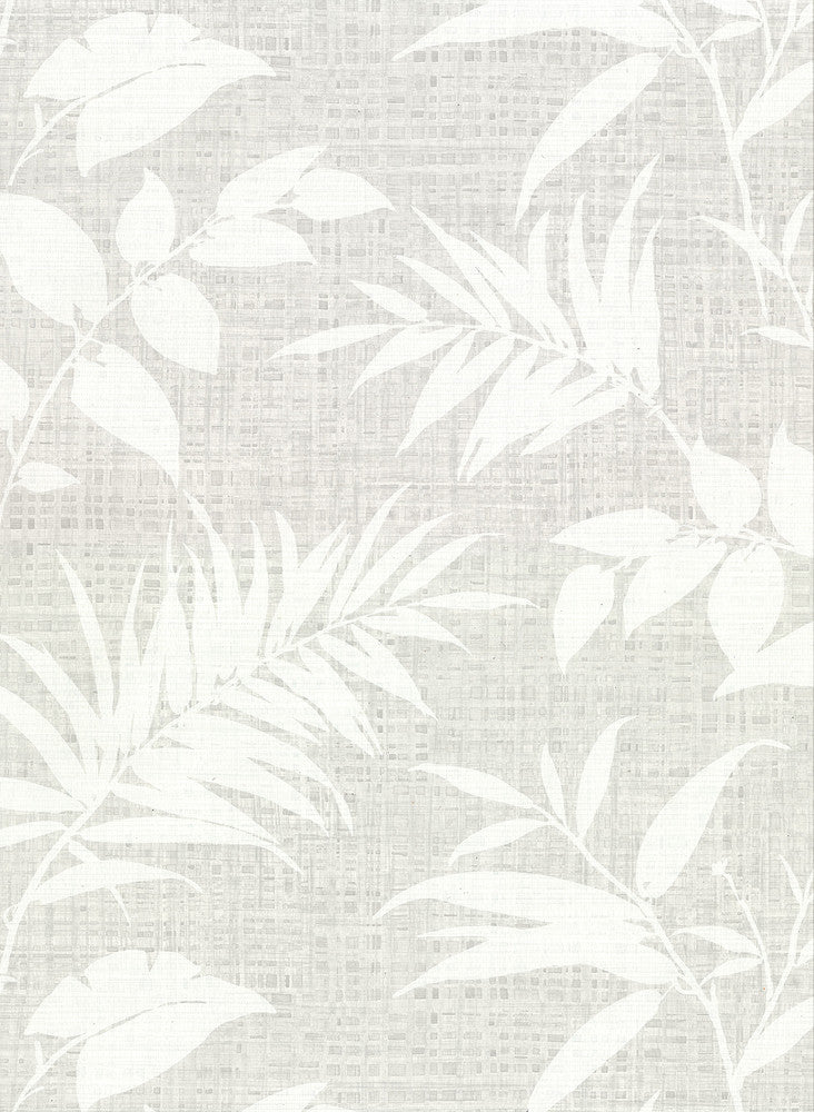 Chandler Grey Botanical Faux Grasscloth Wallpaper by Warner Warner Textures IX 2754 Main Street Covers about 60.8 square feet 27-in by 27-ft long roll Unpasted 20.5 - Fabric Carolina -