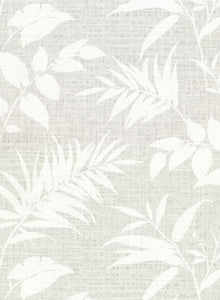 Chandler Grey Botanical Faux Grasscloth Wallpaper by Warner