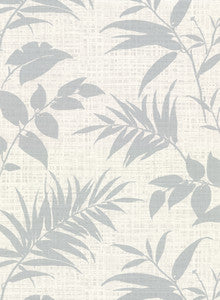Chandler Off White Botanical Faux Grasscloth Wallpaper by Warner
