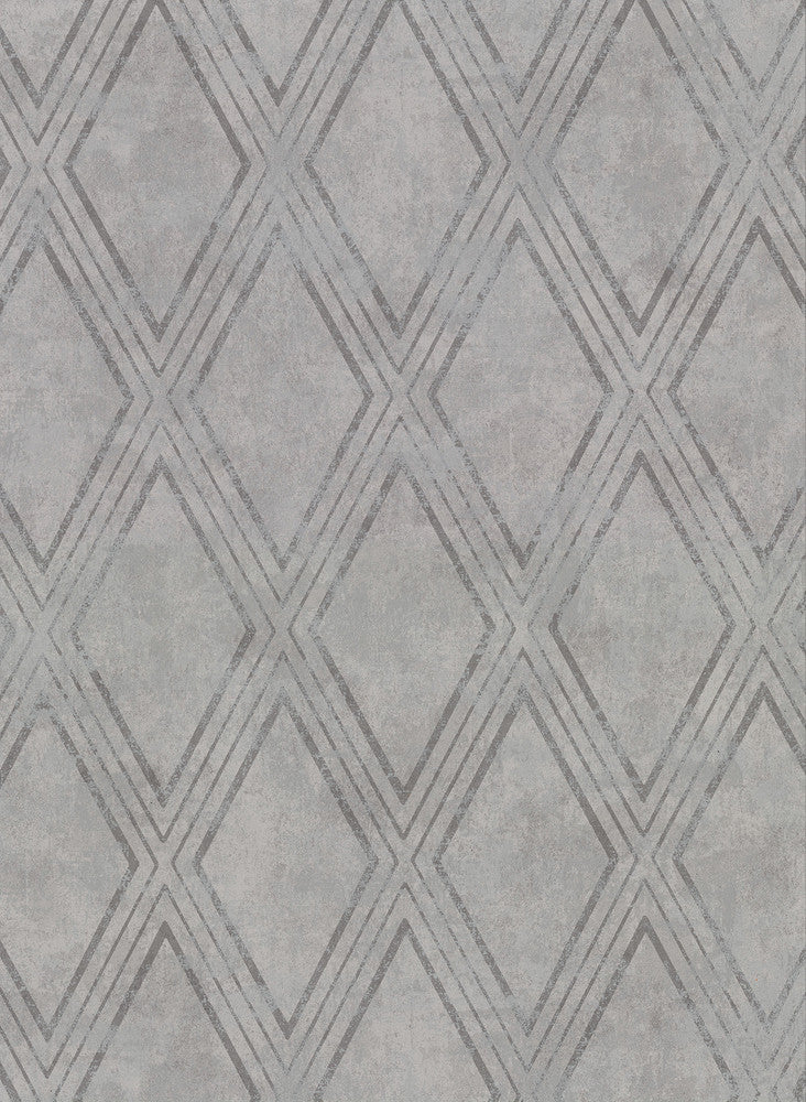 Dartmouth Grey Faux Plaster Geometric Wallpaper by Warner Warner Textures IX 2754 Main Street Covers about 60.8 square feet 27-in by 27-ft long roll Unpasted 20.5 - Fabric Carolina -