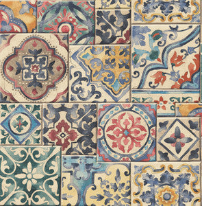 Estrada Multicolor Marrakesh Tiles Wallpaper by A-Street Prints