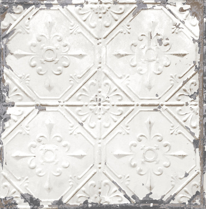 Donahue White Tin Ceiling Wallpaper by A-Street Prints Trilogy Covers about 56.4 square feet 20.5-in by 33-ft long roll Unpasted 20.8 - Fabric Carolina -