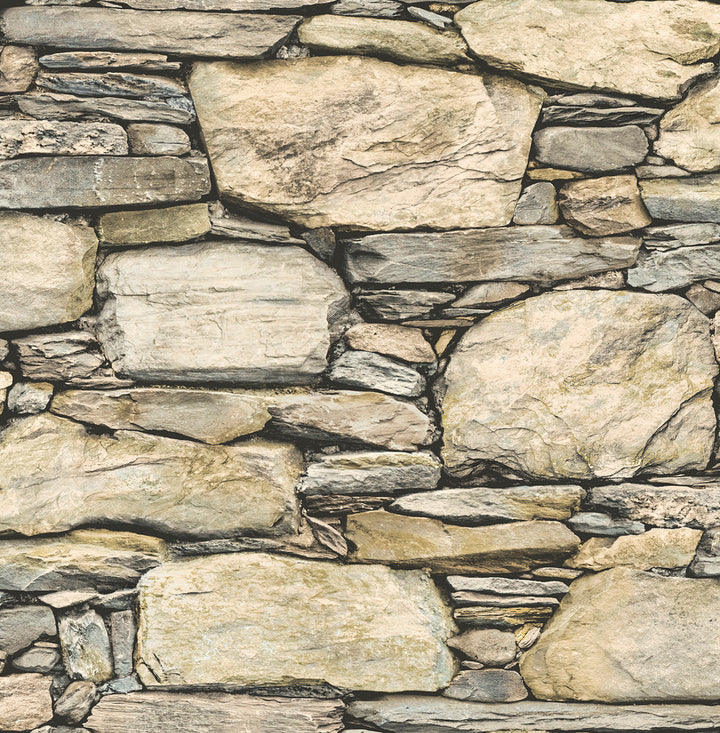 Cesar Beige Stone Wall Wallpaper by A-Street Prints Trilogy Covers about 56.4 square feet 20.5-in by 33-ft long roll Unpasted 10.5 - Fabric Carolina -