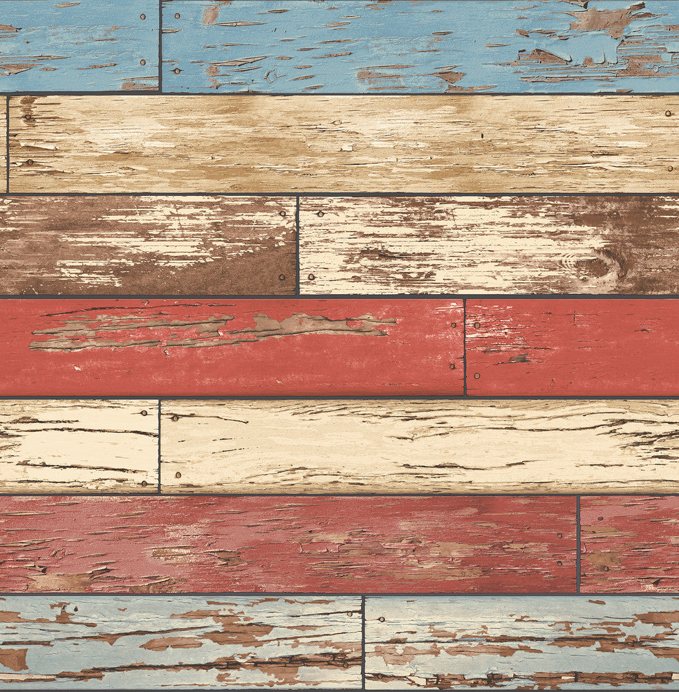 Levi Multicolor Scrap Wood Wallpaper by A-Street Prints Trilogy Covers about 56.4 square feet 20.5-in by 33-ft long roll Unpasted 20.9 - Fabric Carolina -