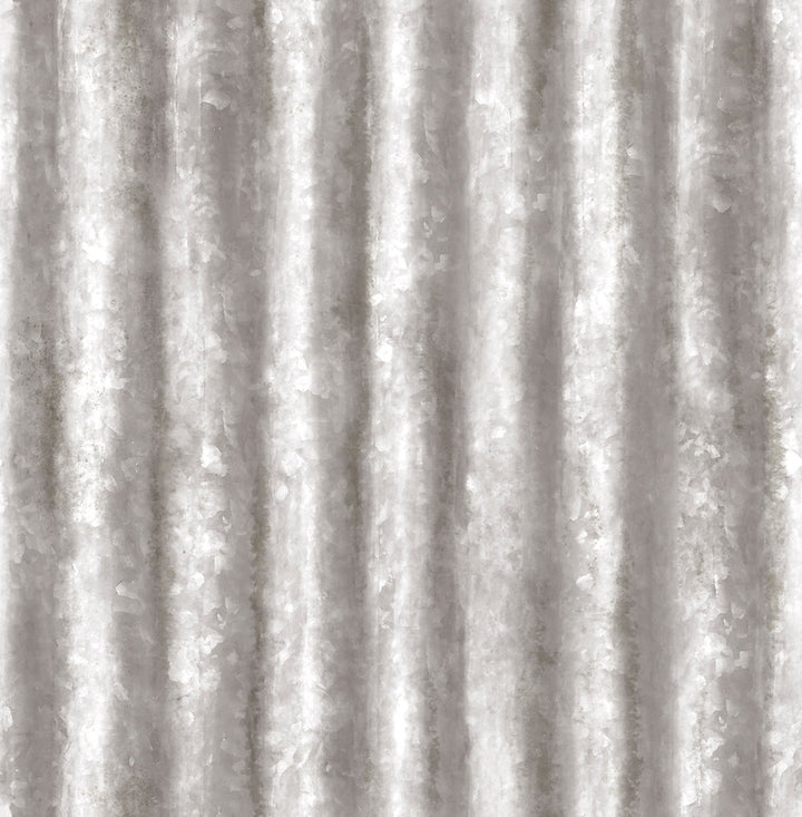 Kirkland Silver Corrugated Metal Wallpaper by A-Street Prints Trilogy Covers about 56.4 square feet 20.5-in by 33-ft long roll Unpasted 20.5 - Fabric Carolina -