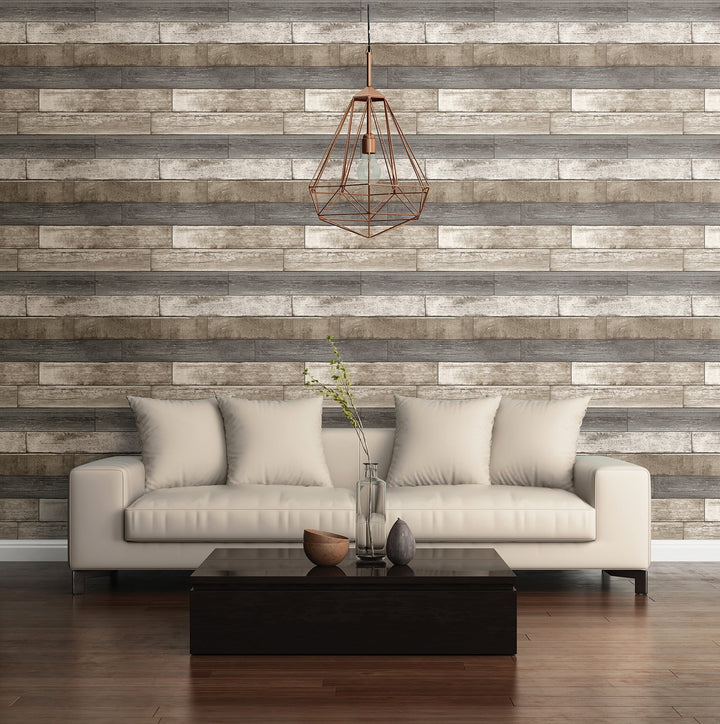 Porter Brown Weathered Plank Wallpaper by A-Street Prints Designer