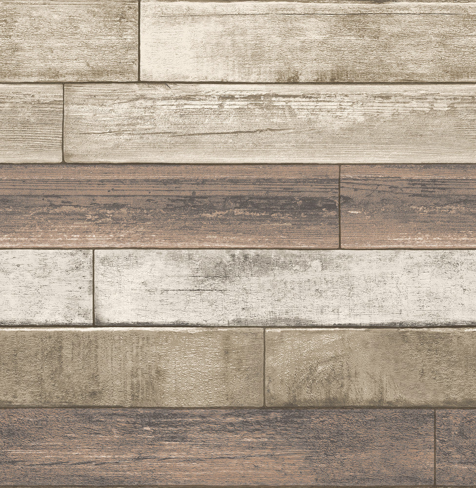 Porter Coffee Weathered Plank Wallpaper by A-Street Prints Trilogy Covers about 56.4 square feet 20.5-in by 33-ft long roll Unpasted 20.5 - Fabric Carolina -