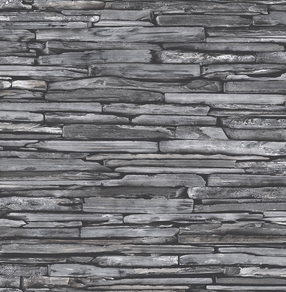 McGuire Grey Stacked Slate Wallpaper by A-Street Prints Trilogy Covers about 56.4 square feet 20.5-in by 33-ft long roll Unpasted 10.5 - Fabric Carolina -