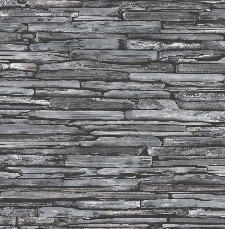 McGuire Grey Stacked Slate Wallpaper by A-Street Prints Trilogy Covers about 56.4 square feet 20.5-in by 33-ft long roll Unpasted 10.5 - Fabric Carolina -