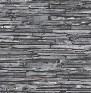 McGuire Grey Stacked Slate Wallpaper by A-Street Prints