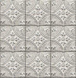 Cornelius White Tin Ceiling Tile Wallpaper by A-Street Prints