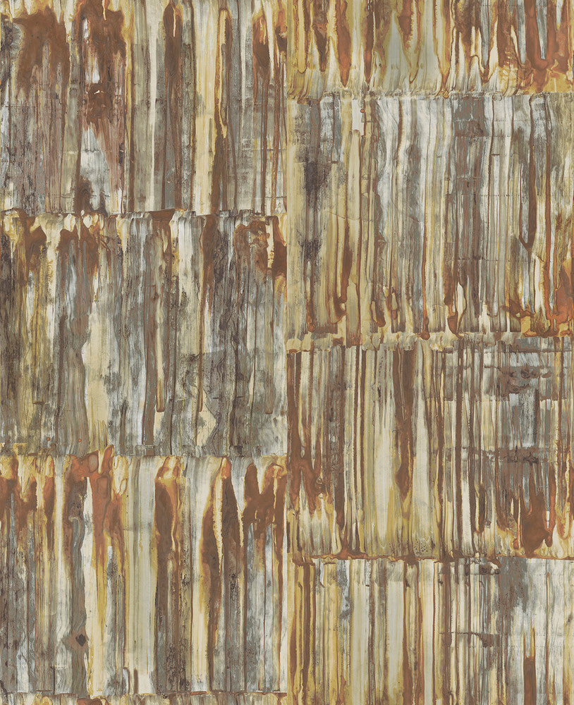 Patina Brass Faux Metal Panels Wallpaper by A-Street Prints Trilogy Covers about 56.4 square feet 20.5-in by 33-ft long roll Unpasted 25 - Fabric Carolina -