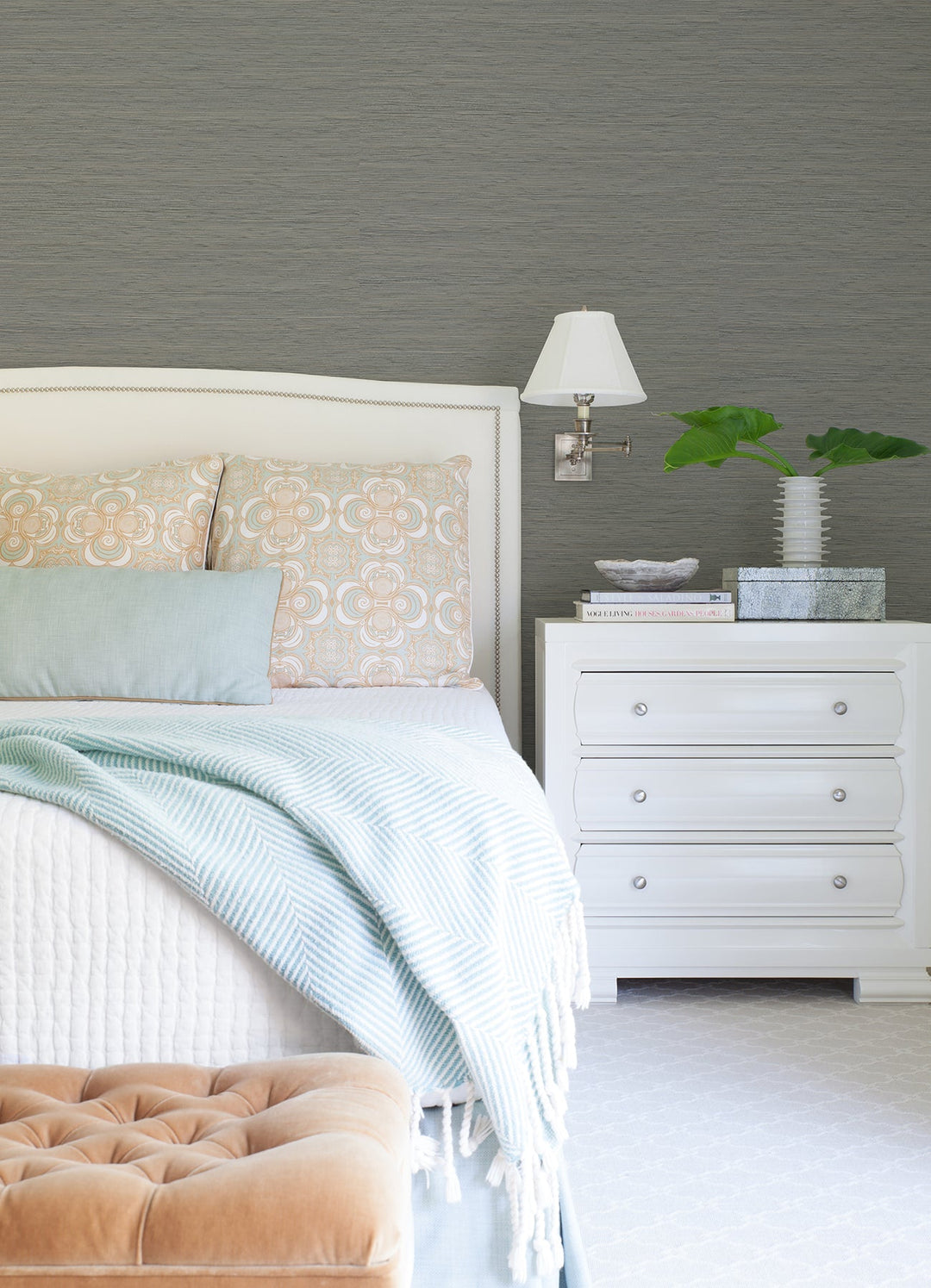 Kira Light Grey Hemp Wallpaper by A-Street Prints Designer