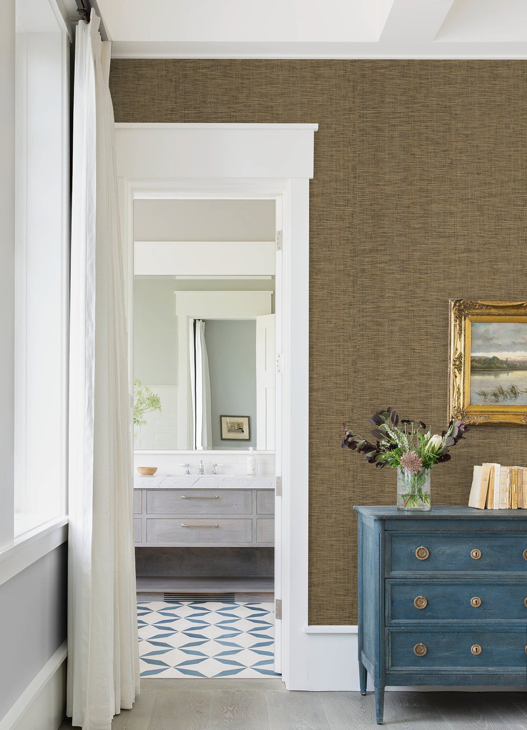 Cixi Neutral Basketweave Wallpaper by A-Street Prints Designer