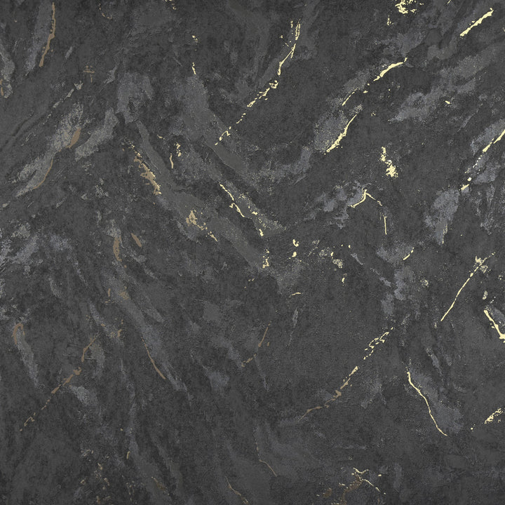 Titania Black Marble Texture Wallpaper by Brewster Polished Covers about 75.6 square feet China Unpasted 12.6-in repeat, drop match 27.5-in by 33-ft long roll - Fabric Carolina -