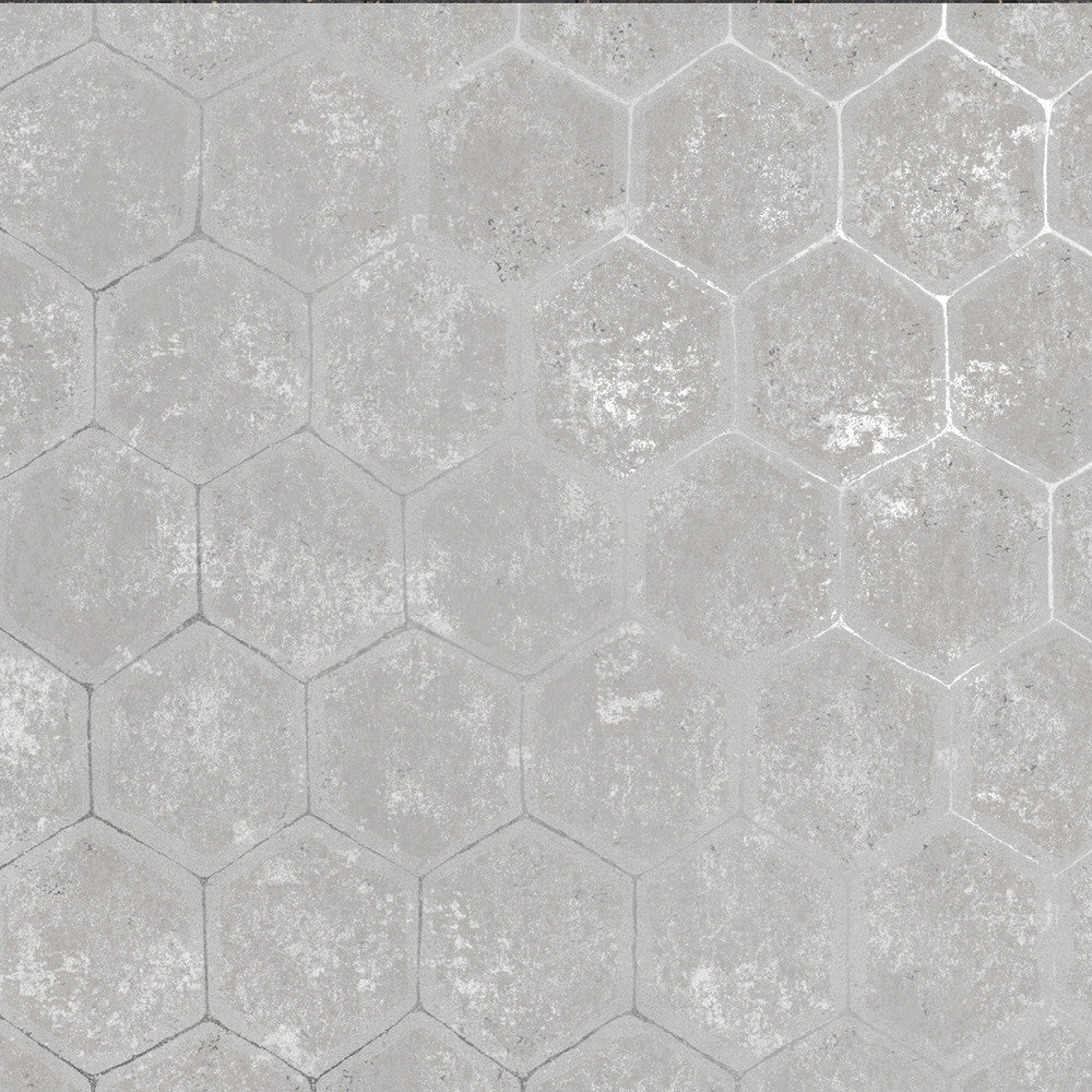 Starling Grey Honeycomb Wallpaper by Brewster Polished Covers about 75.6 square feet 27.5-in by 33-ft long roll Unpasted 12.6 - Fabric Carolina -