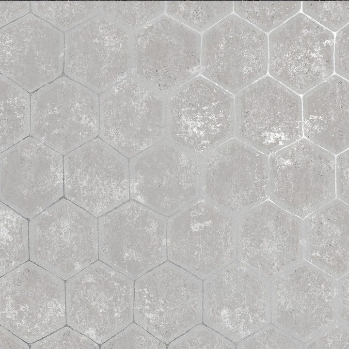 Starling Grey Honeycomb Wallpaper by Brewster Polished Covers about 75.6 square feet 27.5-in by 33-ft long roll Unpasted 12.6 - Fabric Carolina -