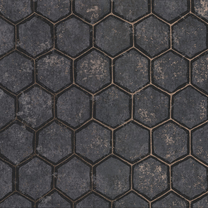 Starling Charcoal Honeycomb Wallpaper by Brewster Polished Covers about 75.6 square feet 27.5-in by 33-ft long roll Unpasted 12.6 - Fabric Carolina -