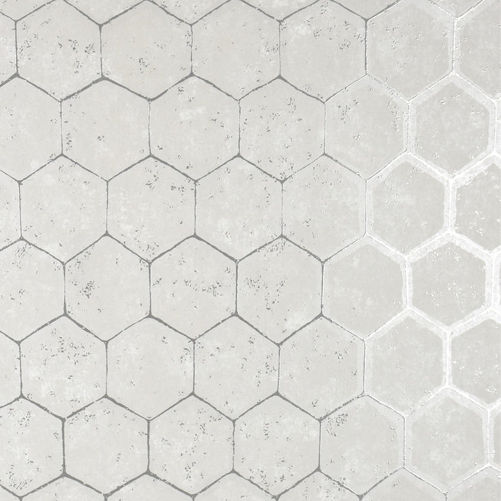 Starling Silver Honeycomb Wallpaper by Brewster Polished Covers about 75.6 square feet 27.5-in by 33-ft long roll Unpasted 12.6 - Fabric Carolina -