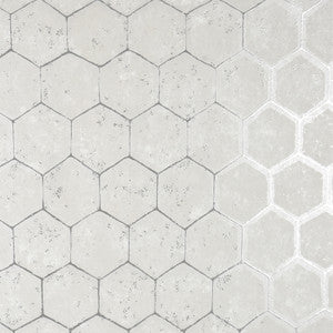 Starling Silver Honeycomb Wallpaper by Brewster
