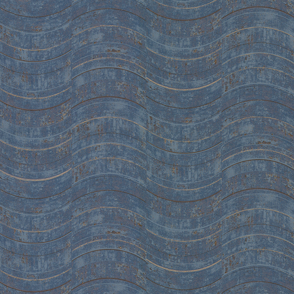 Hydra Blue Geometric Wallpaper by Brewster Polished Covers about 57.8 square feet 21-in by 33-ft long roll Unpasted 25.2 - Fabric Carolina -