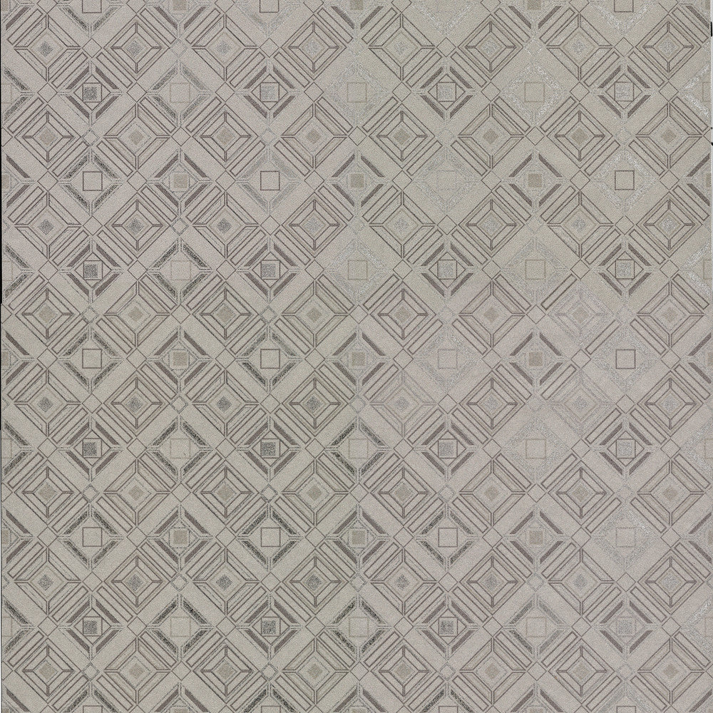 Sonic Light Grey Geometric Wallpaper by Brewster Polished Covers about 57.8 square feet 21-in by 33-ft long roll Unpasted 20.9 - Fabric Carolina -