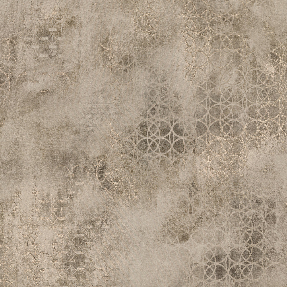 Fornax Brass Geometric Wallpaper by Brewster Polished Covers about 57.8 square feet 21-in by 33-ft long roll Unpasted 12.6 - Fabric Carolina -