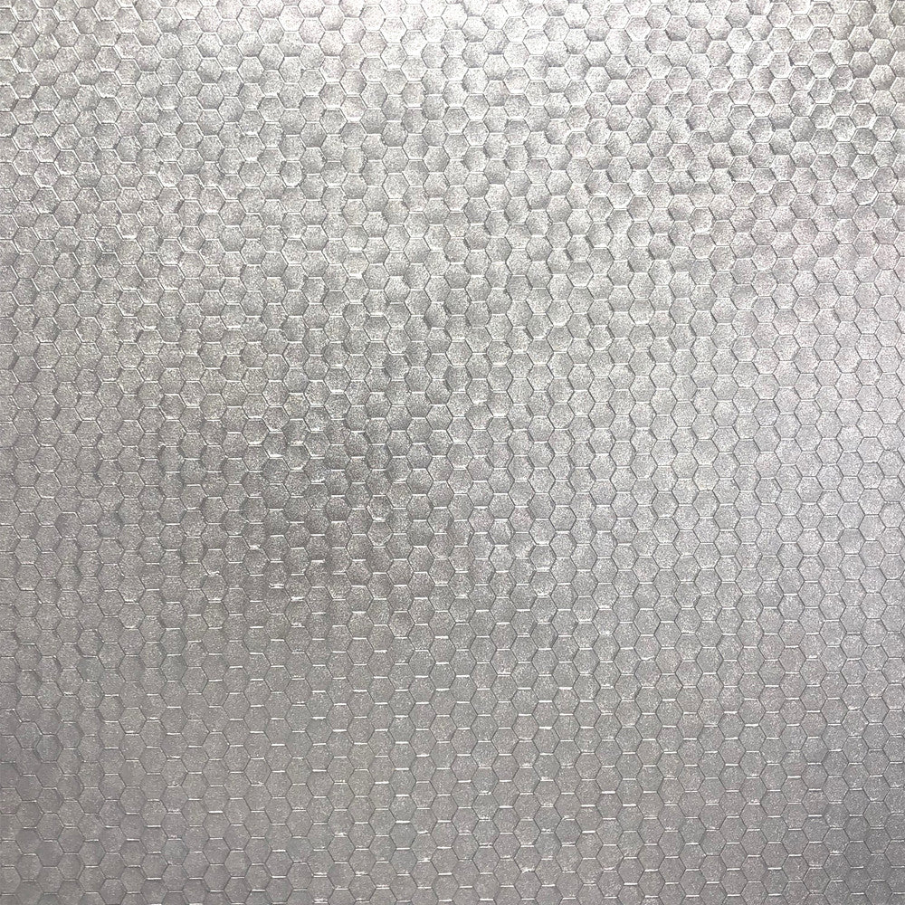 Carbon Silver Honeycomb Geometric Wallpaper by Brewster Polished Covers about 56.4 square feet 20.5-in by 33-ft long roll Unpasted 20.9 - Fabric Carolina -