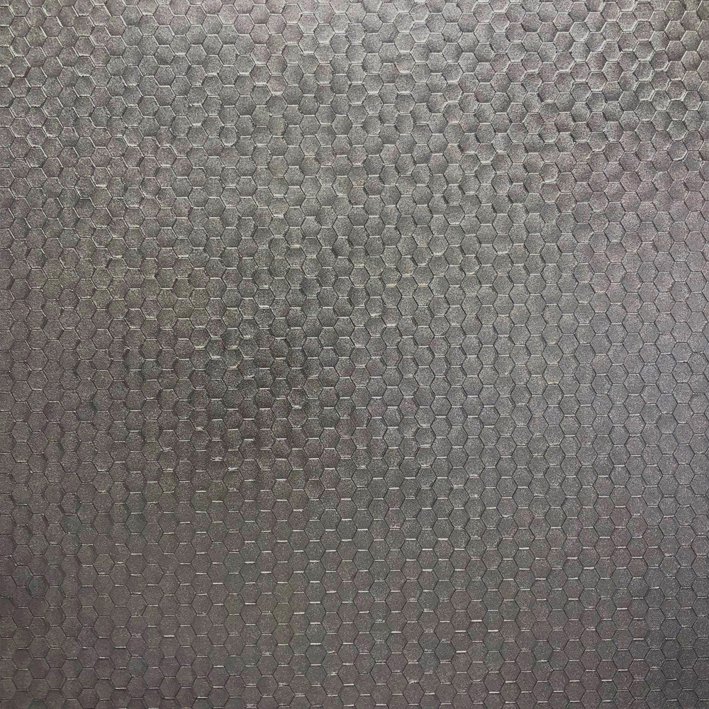 Carbon Pewter Honeycomb Geometric Wallpaper by Brewster Polished Covers about 56.4 square feet 20.5-in by 33-ft long roll Unpasted 20.9 - Fabric Carolina -