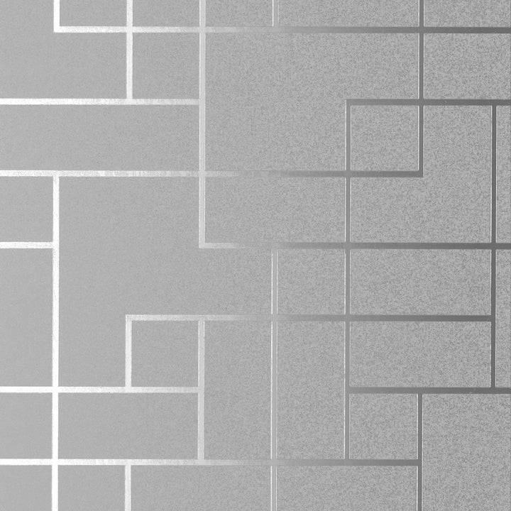 Mason Silver Geometric Wallpaper by Brewster Polished Covers about 56.4 square feet 20.5-in by 33-ft long roll Unpasted 20.9 - Fabric Carolina -