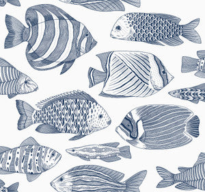 Wailea Indigo Tropical School Wallpaper by A-Street Prints