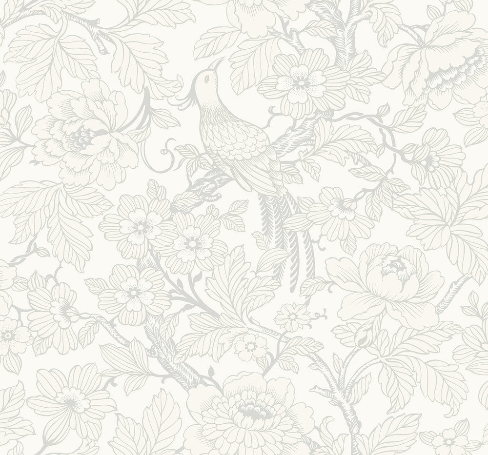 Beaufort Dove Peony Chinoiserie Wallpaper by A-Street Prints Newport Covers about 60.8 square feet 27-in by 27-ft long roll Unpasted 25.2 - Fabric Carolina -