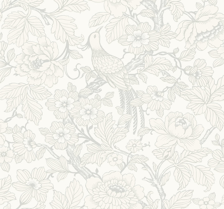 Beaufort Dove Peony Chinoiserie Wallpaper by A-Street Prints Newport Covers about 60.8 square feet 27-in by 27-ft long roll Unpasted 25.2 - Fabric Carolina -