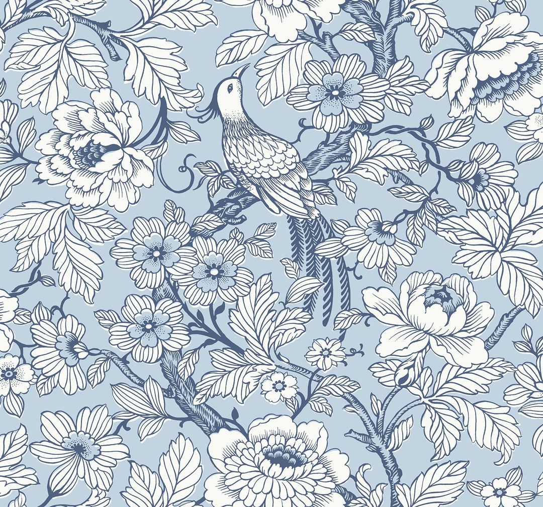 Beaufort Light Blue Peony Chinoiserie Wallpaper by A-Street Prints Designer