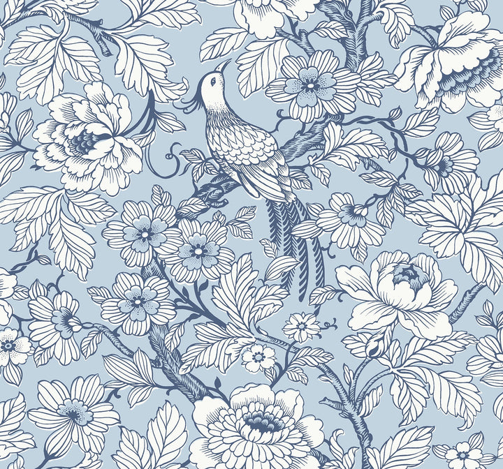 Beaufort Light Blue Peony Chinoiserie Wallpaper by A-Street Prints Designer