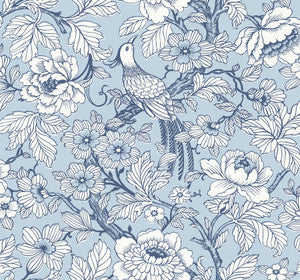 Beaufort Light Blue Peony Chinoiserie Wallpaper by A-Street Prints