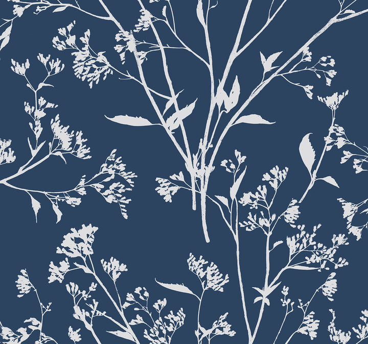 Southport Navy Delicate Branches Wallpaper by A-Street Prints Newport Covers about 60.8 square feet 27-in by 27-ft long roll Unpasted 25.2 - Fabric Carolina -