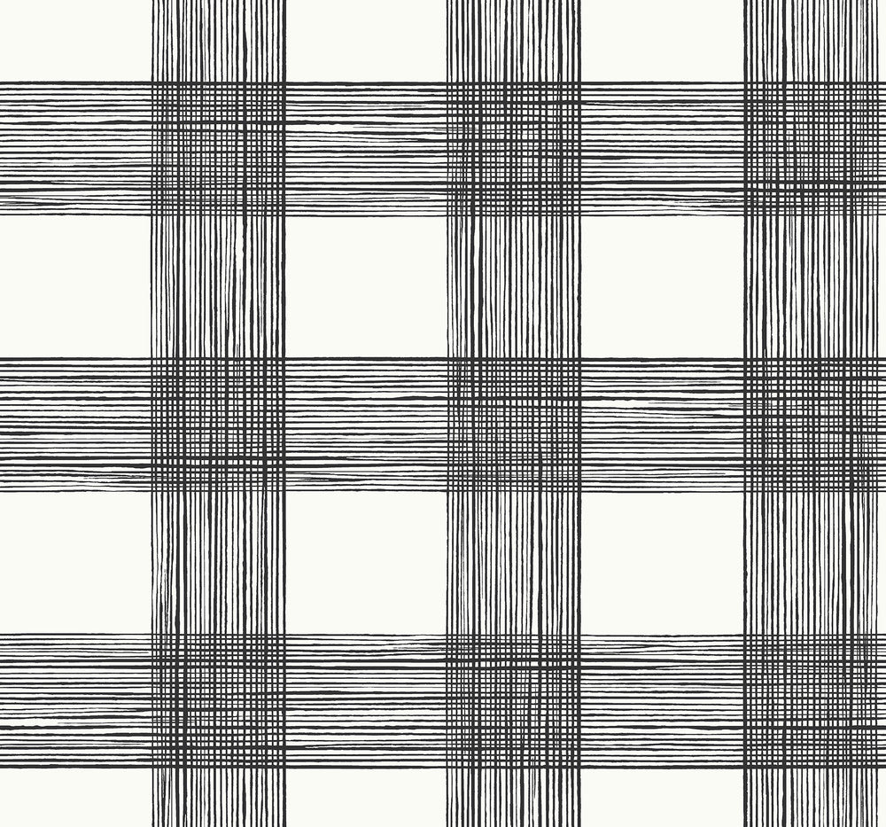 Scarborough Black Striated Plaid Wallpaper by A-Street Prints Newport Covers about 60.8 square feet 27-in by 27-ft long roll Unpasted 25.2 - Fabric Carolina -