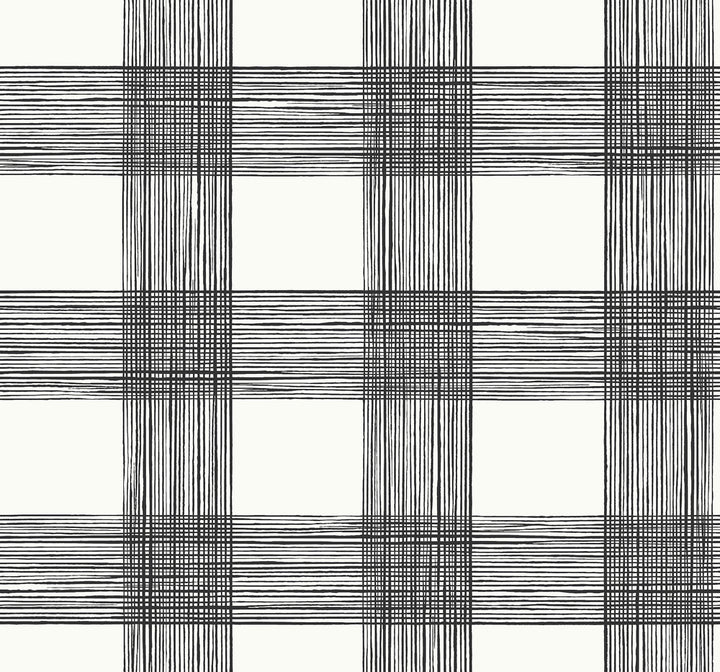 Scarborough Black Striated Plaid Wallpaper by A-Street Prints Newport Covers about 60.8 square feet 27-in by 27-ft long roll Unpasted 25.2 - Fabric Carolina -
