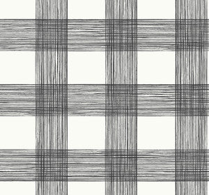 Scarborough Black Striated Plaid Wallpaper by A-Street Prints