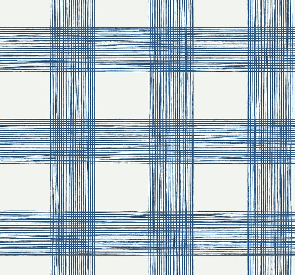Scarborough Indigo Striated Plaid Wallpaper by A-Street Prints Newport Covers about 60.8 square feet 27-in by 27-ft long roll Unpasted 25.2 - Fabric Carolina -