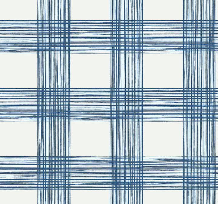 Scarborough Indigo Striated Plaid Wallpaper by A-Street Prints Newport Covers about 60.8 square feet 27-in by 27-ft long roll Unpasted 25.2 - Fabric Carolina -
