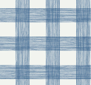Scarborough Indigo Striated Plaid Wallpaper by A-Street Prints