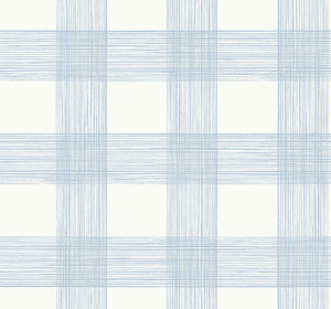 Scarborough Light Blue Striated Plaid Wallpaper by A-Street Prints