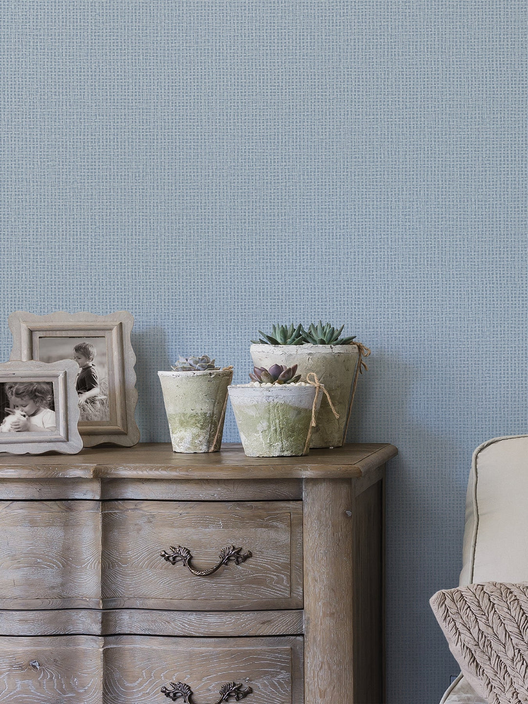 Marblehead Bluebell Basket Weave Wallpaper by A-Street Prints Designer