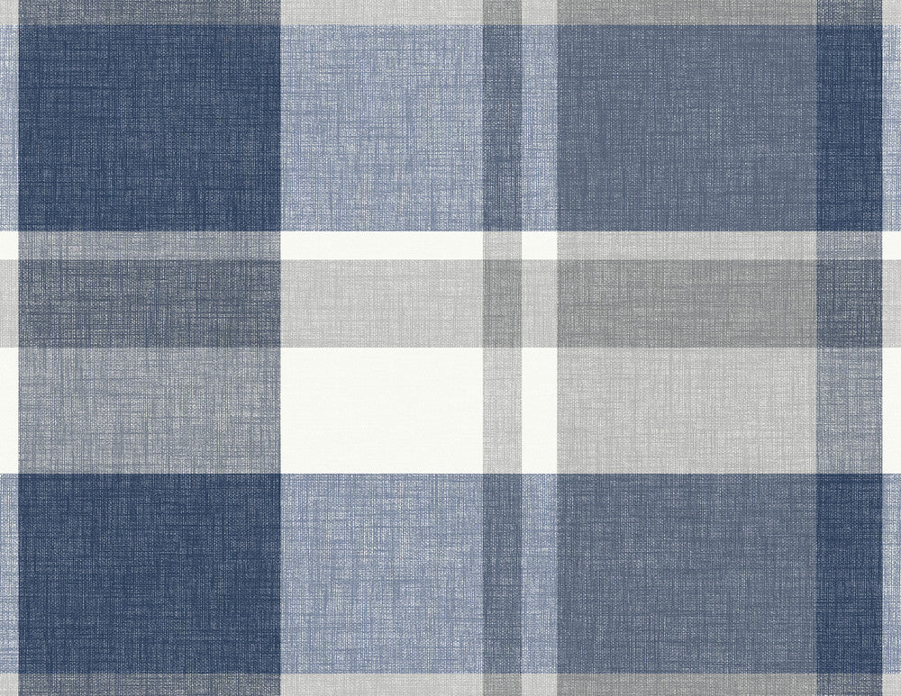 Madaket Indigo Plaid Wallpaper by A-Street Prints Newport Covers about 60.8 square feet 27-in by 27-ft long roll Unpasted 20.9 - Fabric Carolina -