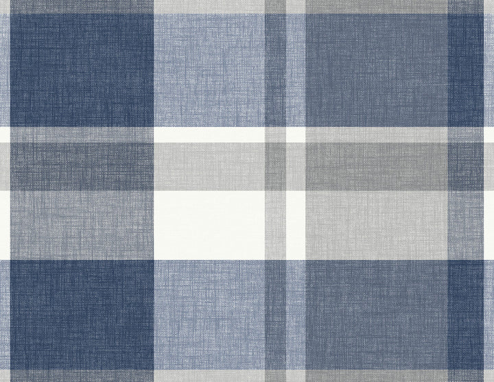 Madaket Indigo Plaid Wallpaper by A-Street Prints Newport Covers about 60.8 square feet 27-in by 27-ft long roll Unpasted 20.9 - Fabric Carolina -