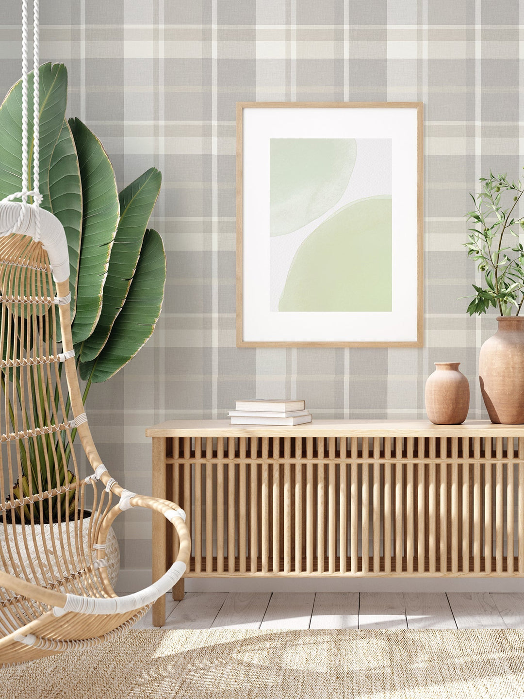 Madaket Light Grey Plaid Wallpaper by A-Street Prints Designer