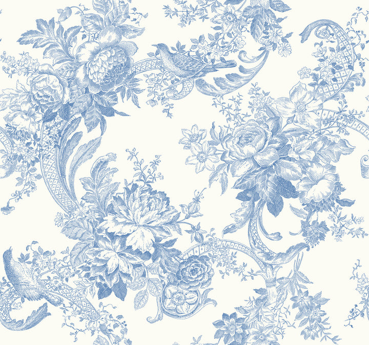 Carmel Light Blue Baroque Florals Wallpaper by A-Street Prints Newport Covers about 60.8 square feet 27-in by 27-ft long roll Unpasted 25.2 - Fabric Carolina -