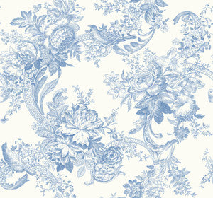 Carmel Light Blue Baroque Florals Wallpaper by A-Street Prints
